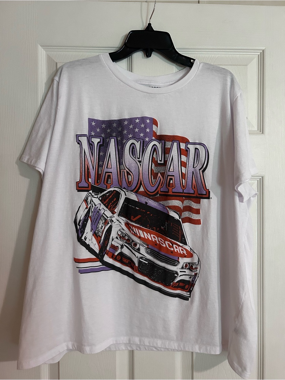 Nascar White Logo Tee with Black Print